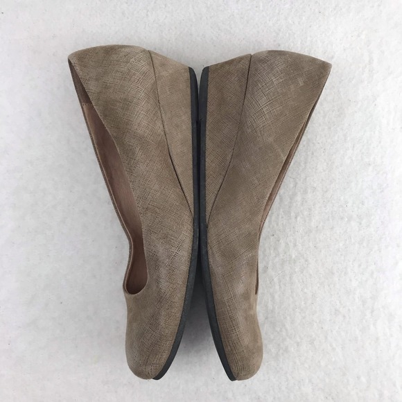 FS/NY Made in Italy Low Wedge Ballet Flats Shoes Slip-On Shimmer Taupe Size 6 - Picture 6 of 13
